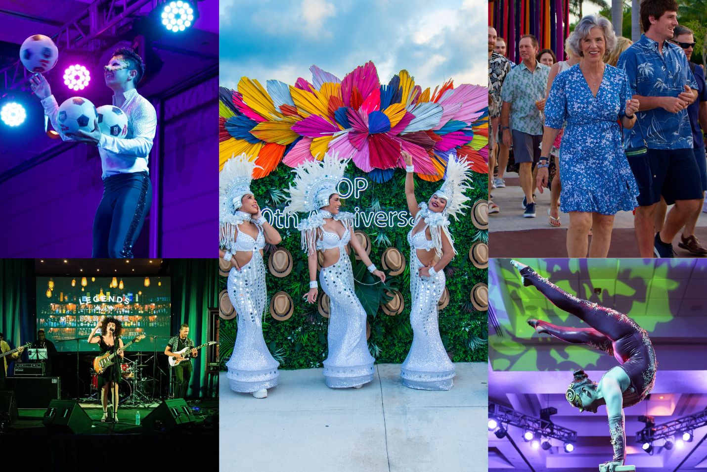 a collage of people performing on stage